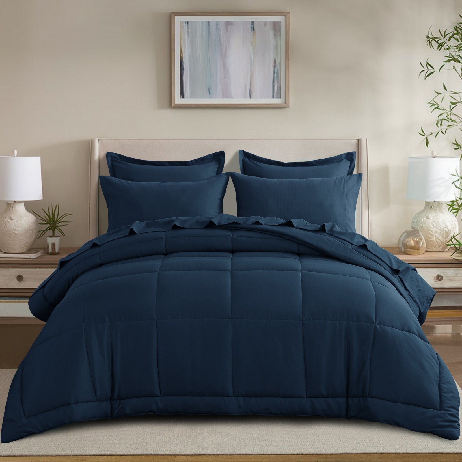 RUIKASI 5 Pieces Comforter Set with Sheets - Bed in a Bag with Comforter and All Season Sheets, Pillowcases