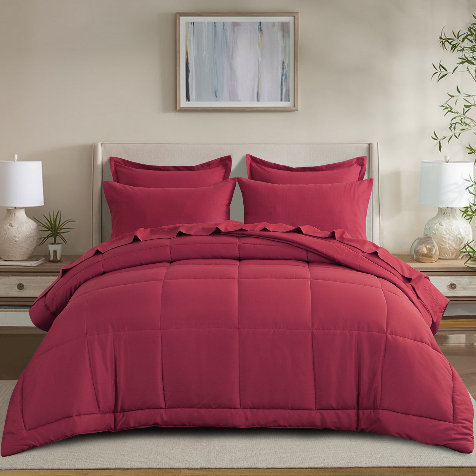 RUIKASI 5 Pieces Comforter Set with Sheets - Bed in a Bag with Comforter and All Season Sheets, Pillowcases