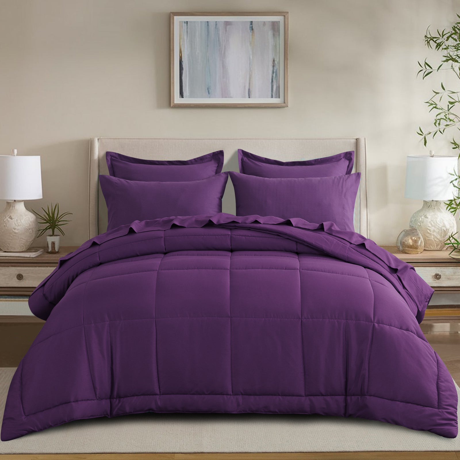 RUIKASI 5 Pieces Comforter Set with Sheets - Bed in a Bag with Comforter and All Season Sheets, Pillowcases
