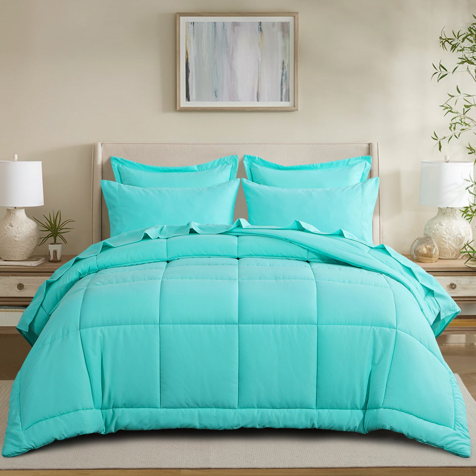 RUIKASI 5 Pieces Comforter Set with Sheets - Bed in a Bag with Comforter and All Season Sheets, Pillowcases
