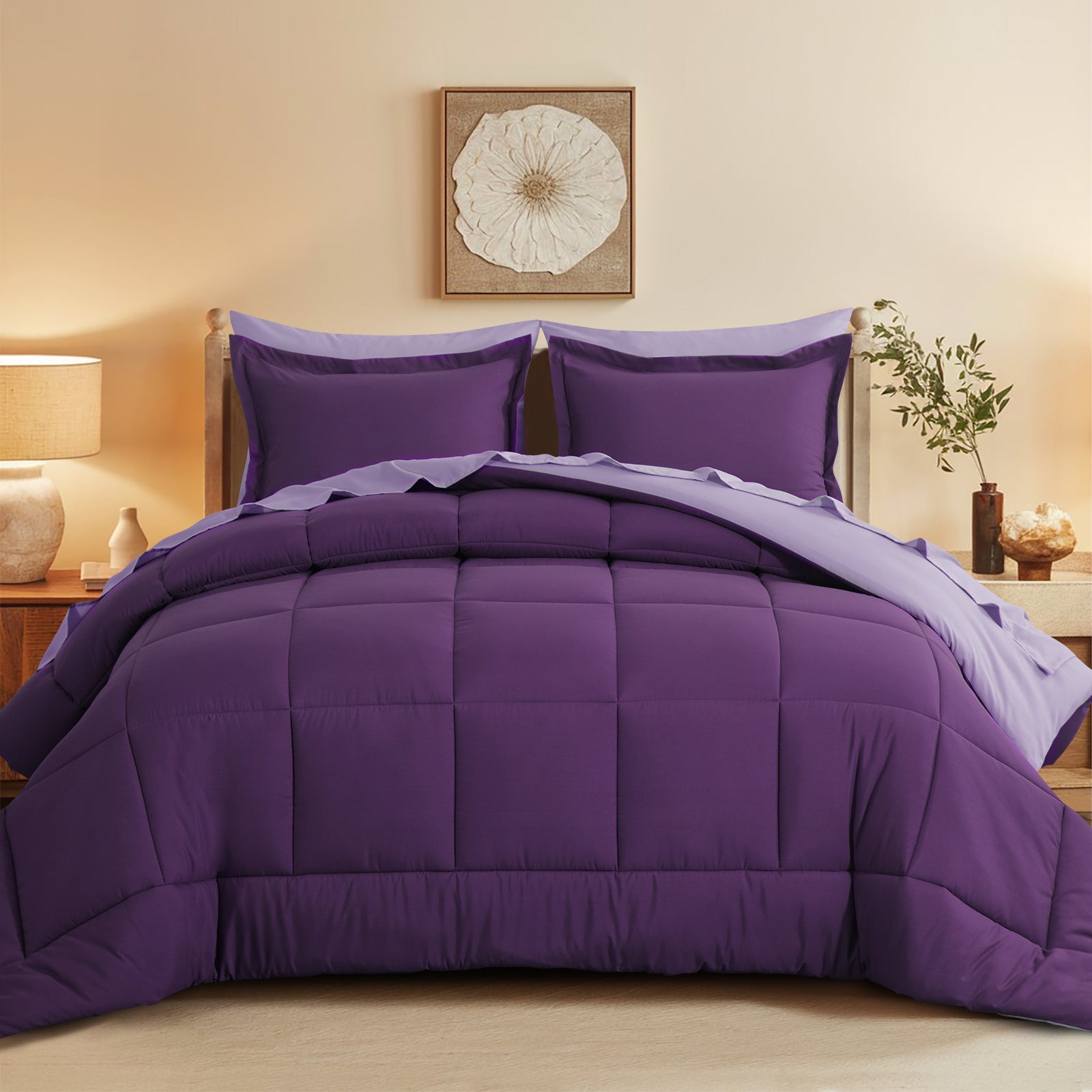 Aisbo 5 Pieces Bed Comforter Set with Sheets - Bed in a Bag with Comforter and All Season Sheets, Pillowcases