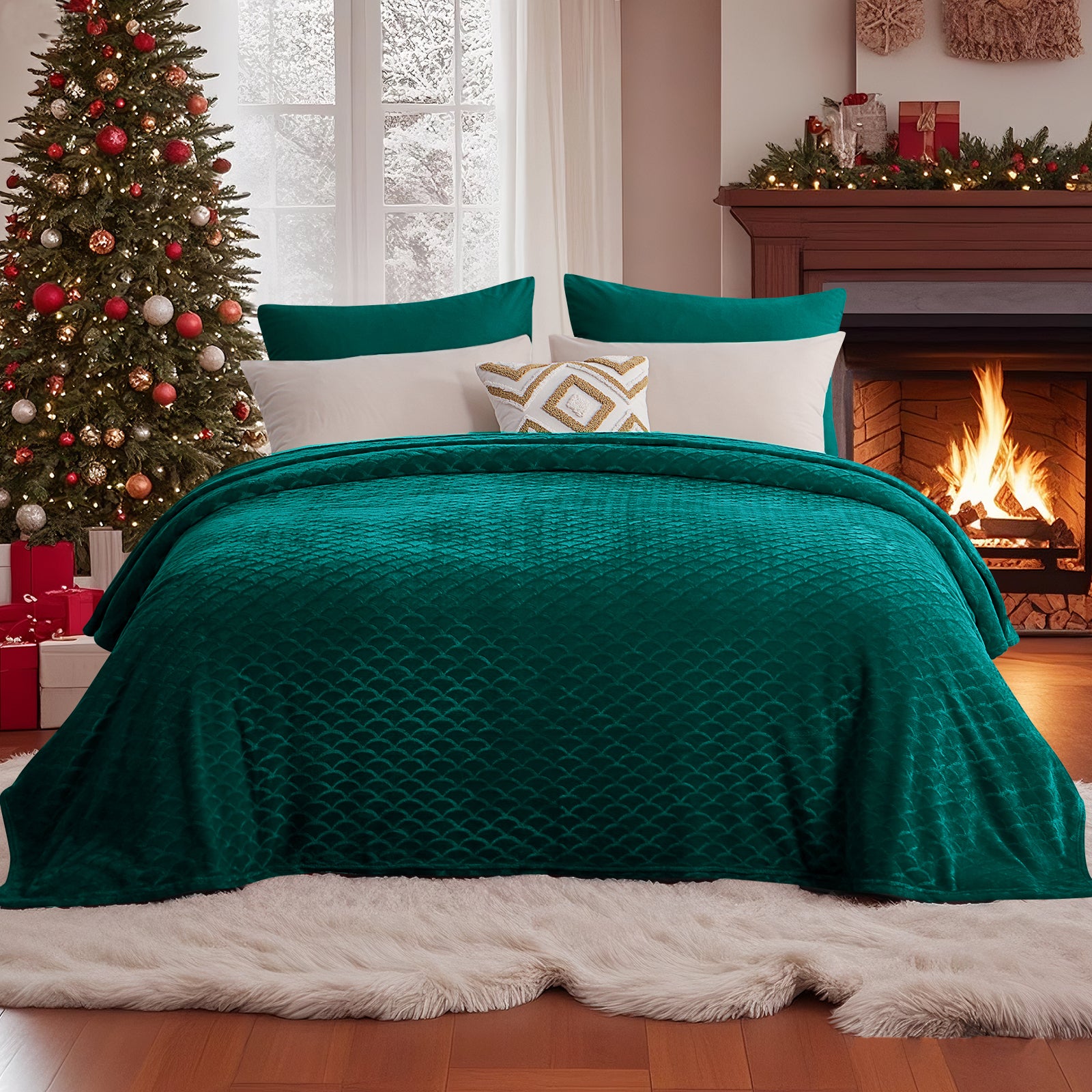 RUIKASI Brushed Flannel Blanket Throw, Super Soft and Cozy Blankets All Season Use