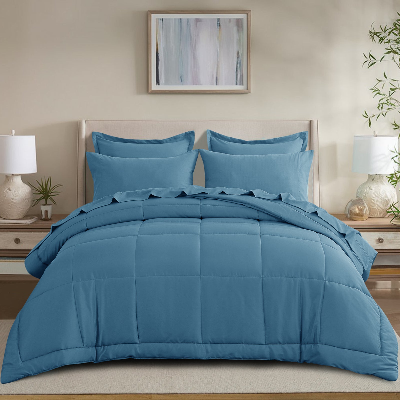 RUIKASI 5 Pieces Comforter Set with Sheets - Bed in a Bag with Comforter and All Season Sheets, Pillowcases