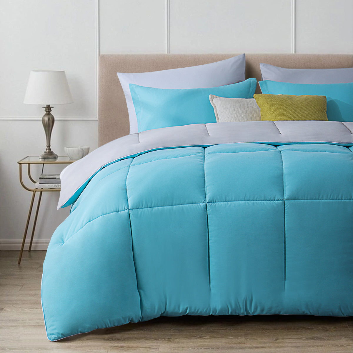 Aisbo Comforter Set,2-Pieces Reversible Comforter Set Soft and Lightweight,All Season Down Alternative Bed Comforter with 1 Pillow Shams