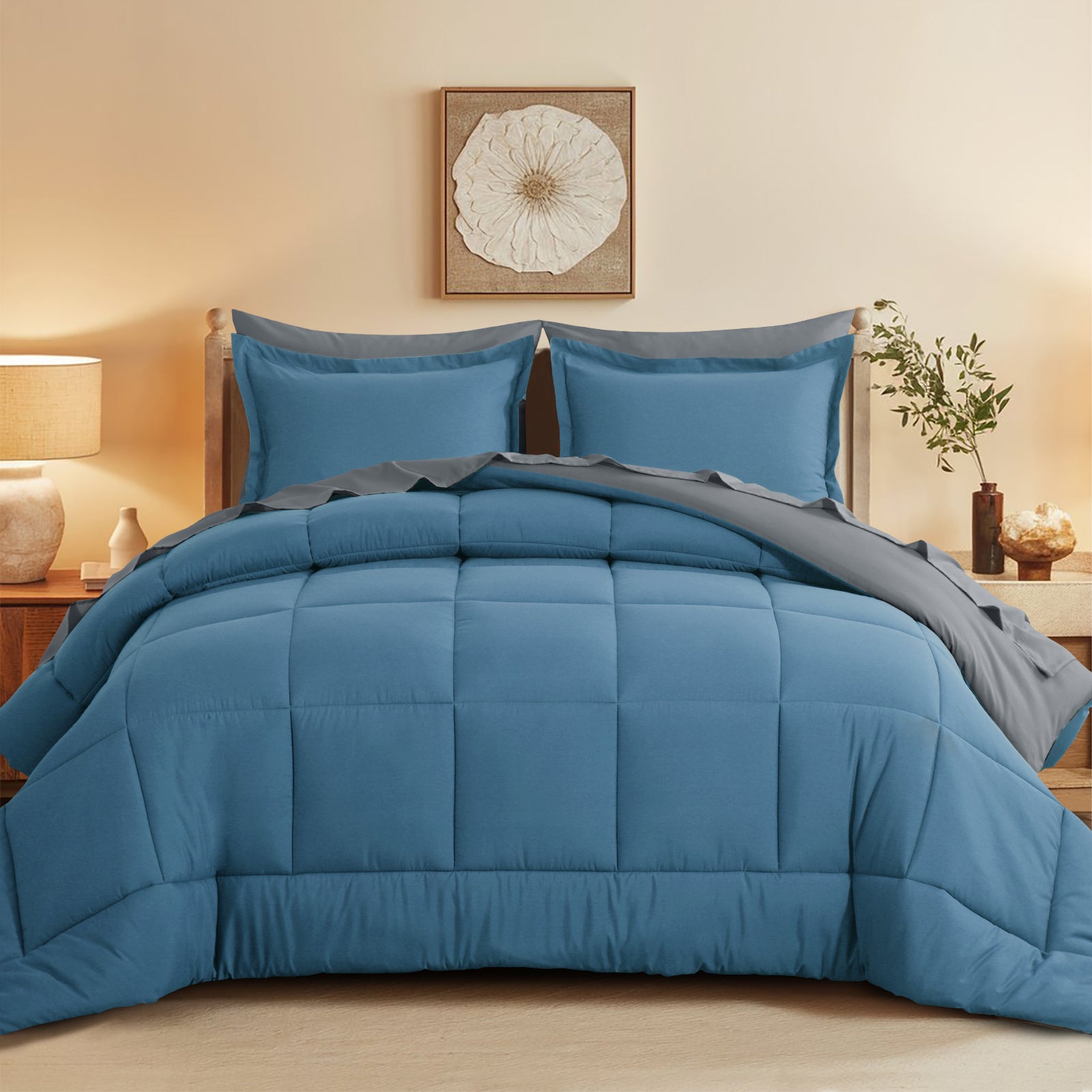 Aisbo 5 Pieces Bed Comforter Set with Sheets - Bed in a Bag with Comforter and All Season Sheets, Pillowcases