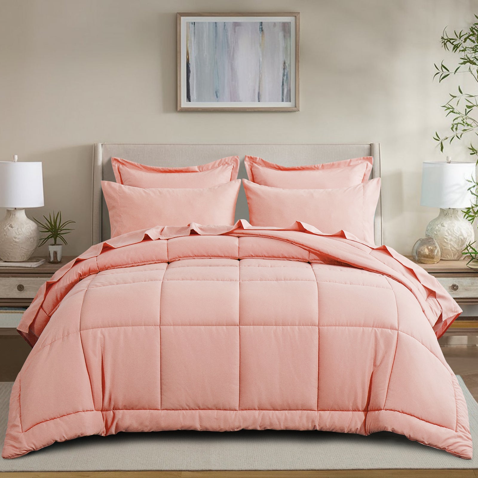 RUIKASI 5 Pieces Comforter Set with Sheets - Bed in a Bag with Comforter and All Season Sheets, Pillowcases