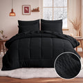 Aisbo Comforter Set with Sheets, 5 Piece Black Bed in a Bag, Soft Bedding Set with Fluffy Down Alternative Seersucker Comforter, Sheets, Pillowcase & Sham.