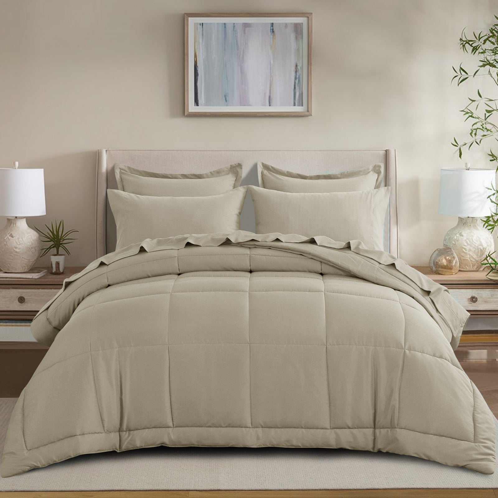 RUIKASI 5 Pieces Comforter Set with Sheets - Bed in a Bag with Comforter and All Season Sheets, Pillowcases