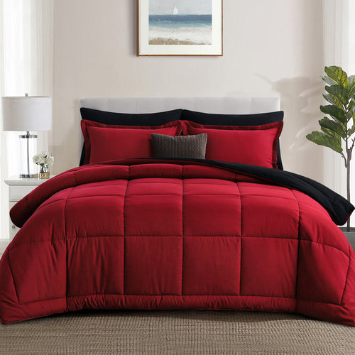 Aisbo Comforter Set,2-Pieces Reversible Comforter Set Soft and Lightweight,All Season Down Alternative Bed Comforter with 1 Pillow Shams