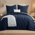 Two-Tone Brushed Bread Grid Comforter & Sham Set