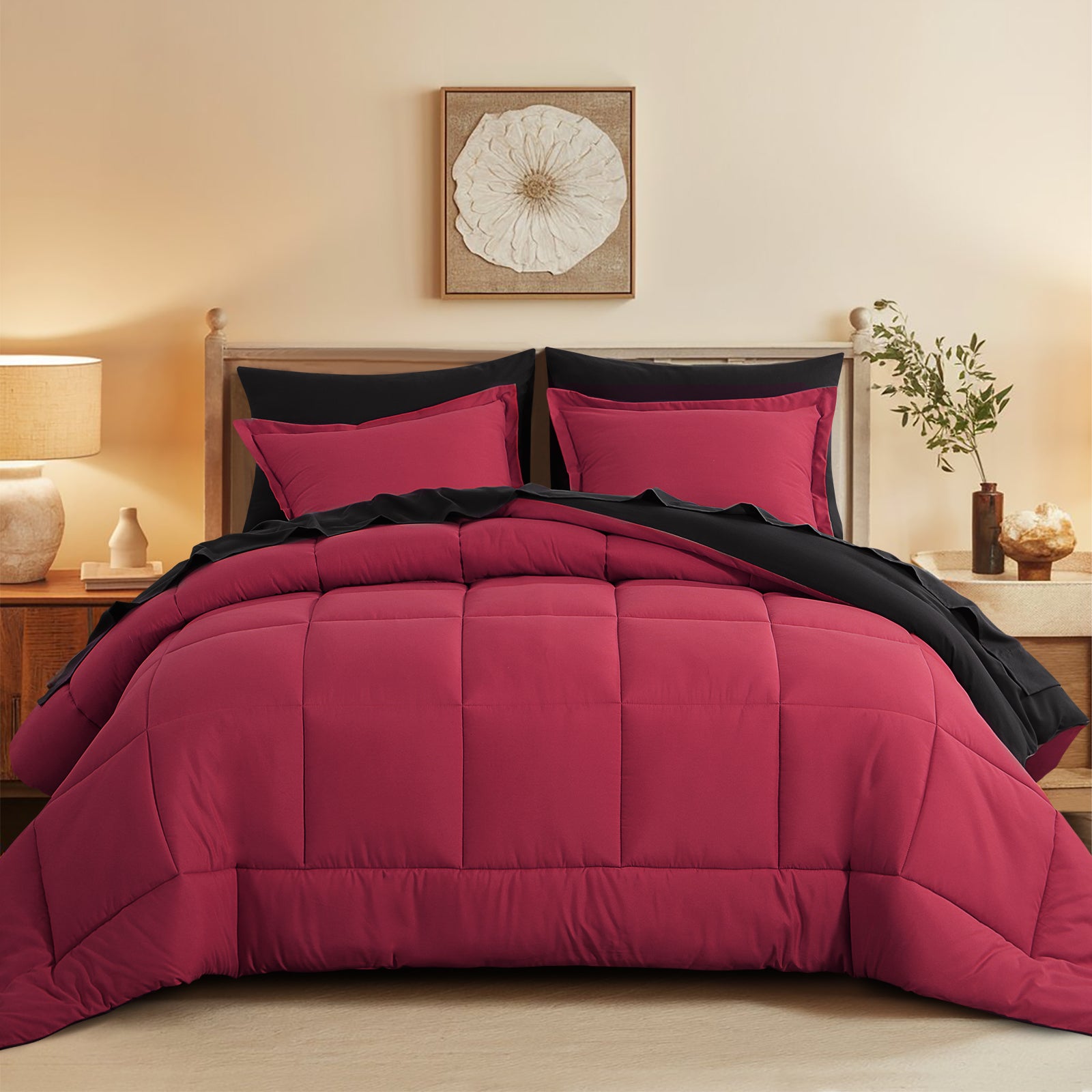 Aisbo 5 Pieces Bed Comforter Set with Sheets - Bed in a Bag with Comforter and All Season Sheets, Pillowcases