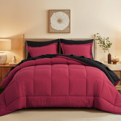 Aisbo 5 Pieces Bed Comforter Set with Sheets - Bed in a Bag with Comforter and All Season Sheets, Pillowcases