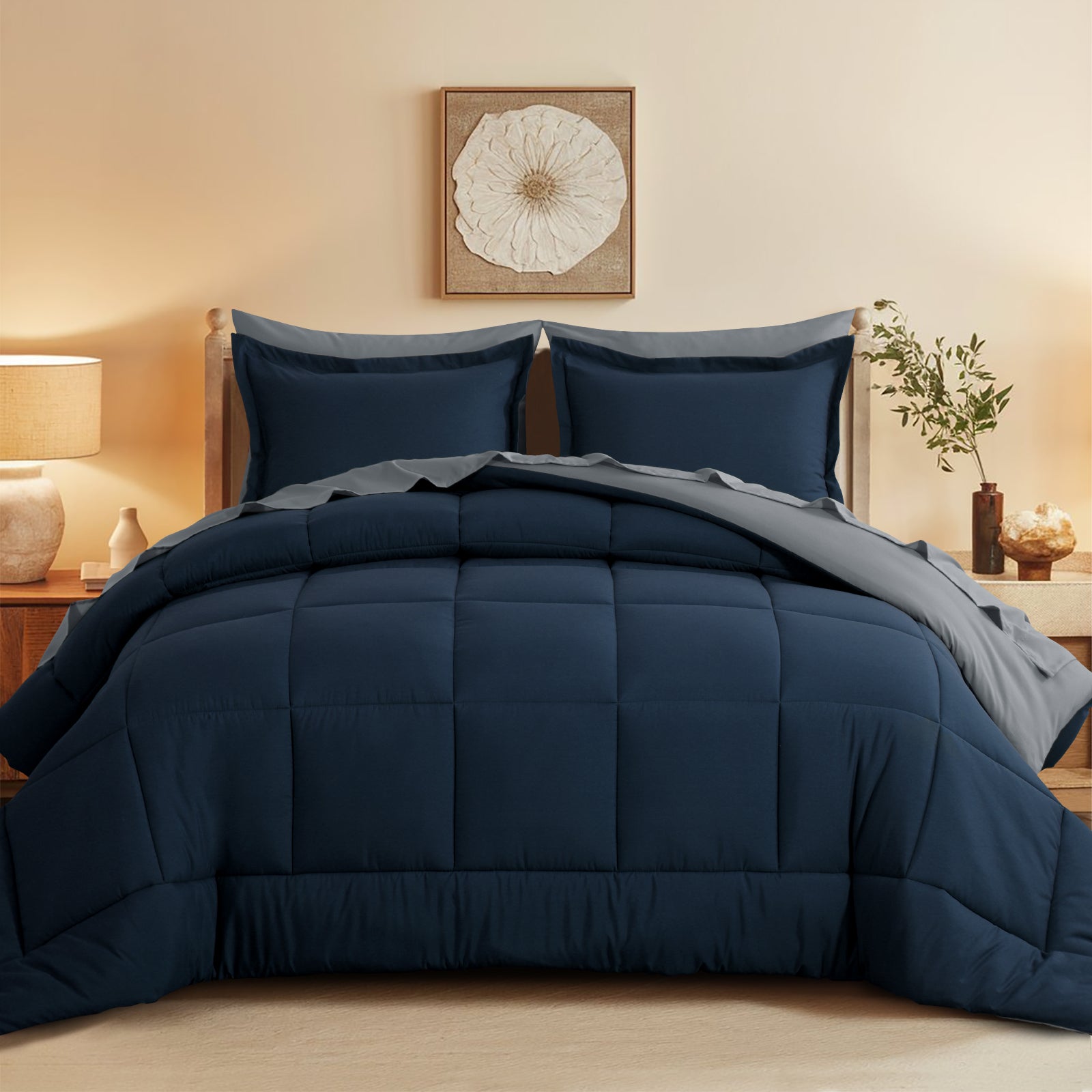 Aisbo 5 Pieces Bed Comforter Set with Sheets - Bed in a Bag with Comforter and All Season Sheets, Pillowcases