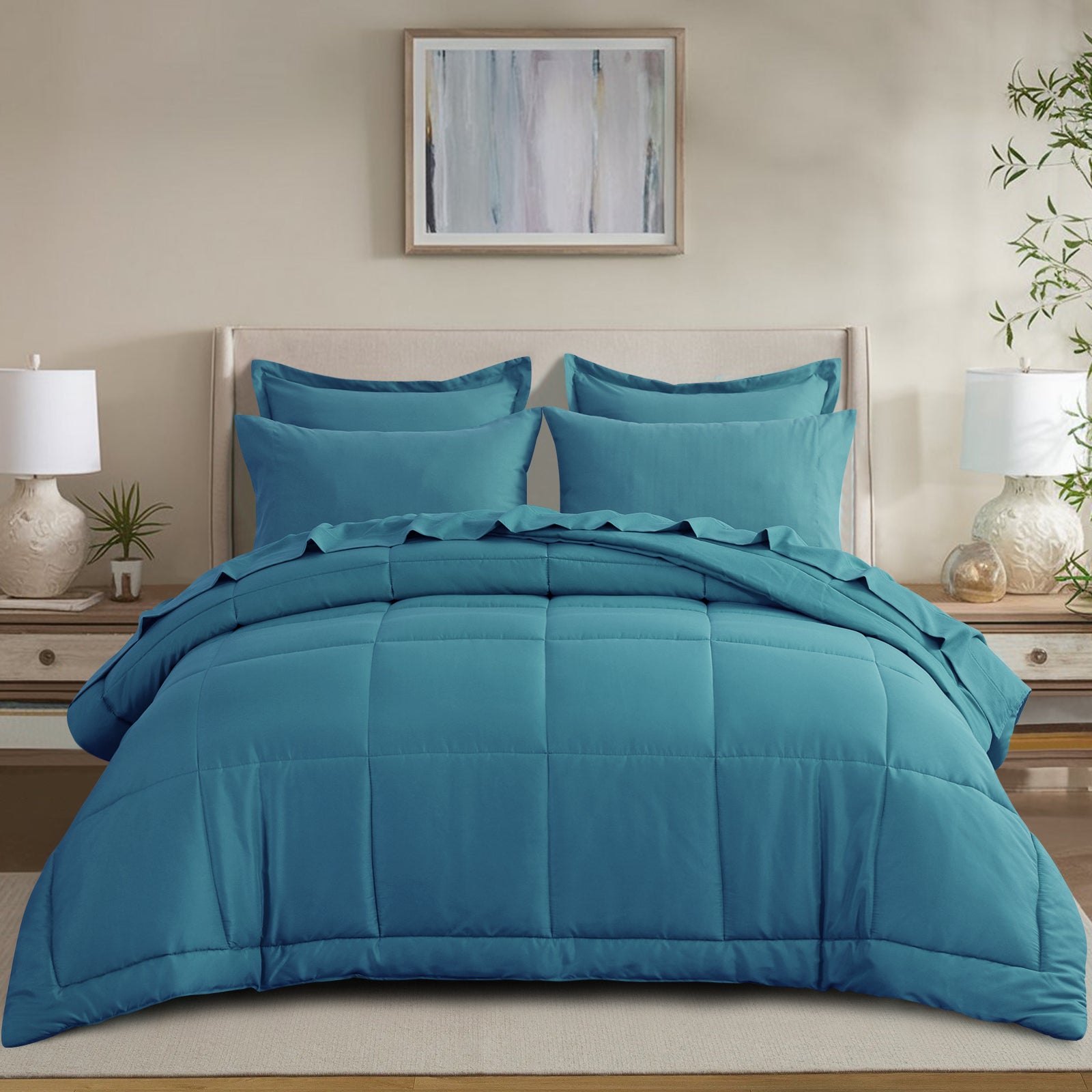 RUIKASI 5 Pieces Comforter Set with Sheets - Bed in a Bag with Comforter and All Season Sheets, Pillowcases