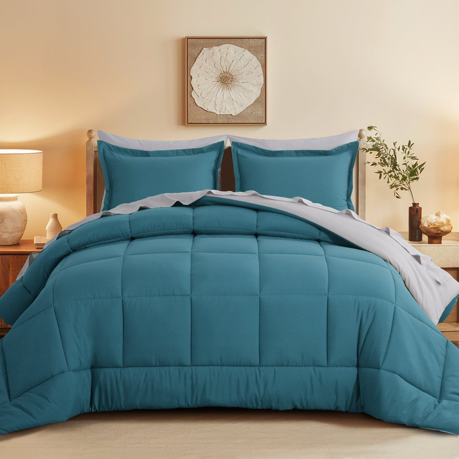 Aisbo 5 Pieces Bed Comforter Set with Sheets - Bed in a Bag with Comforter and All Season Sheets, Pillowcases