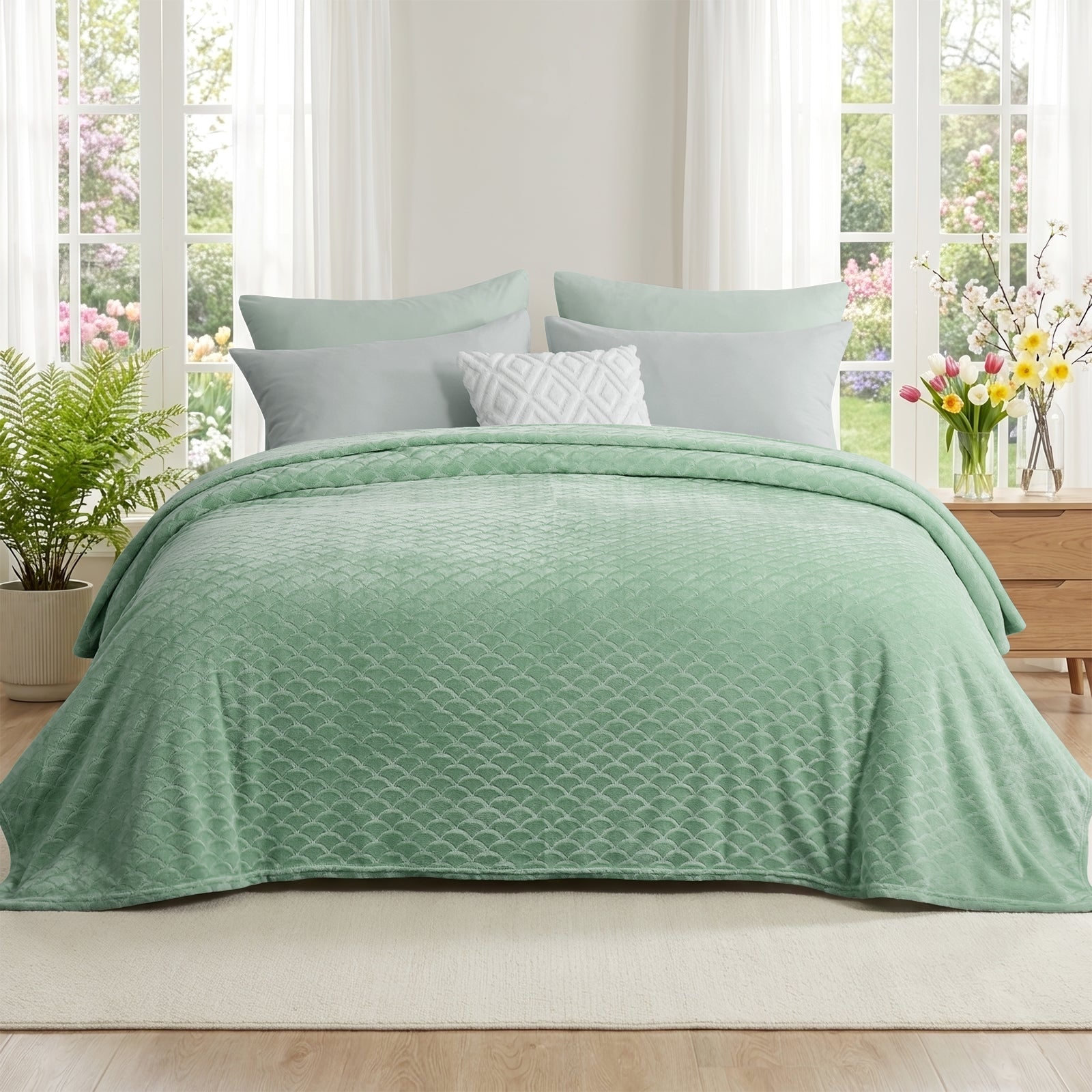 RUIKASI Brushed Flannel Blanket Throw, Super Soft and Cozy Blankets All Season Use