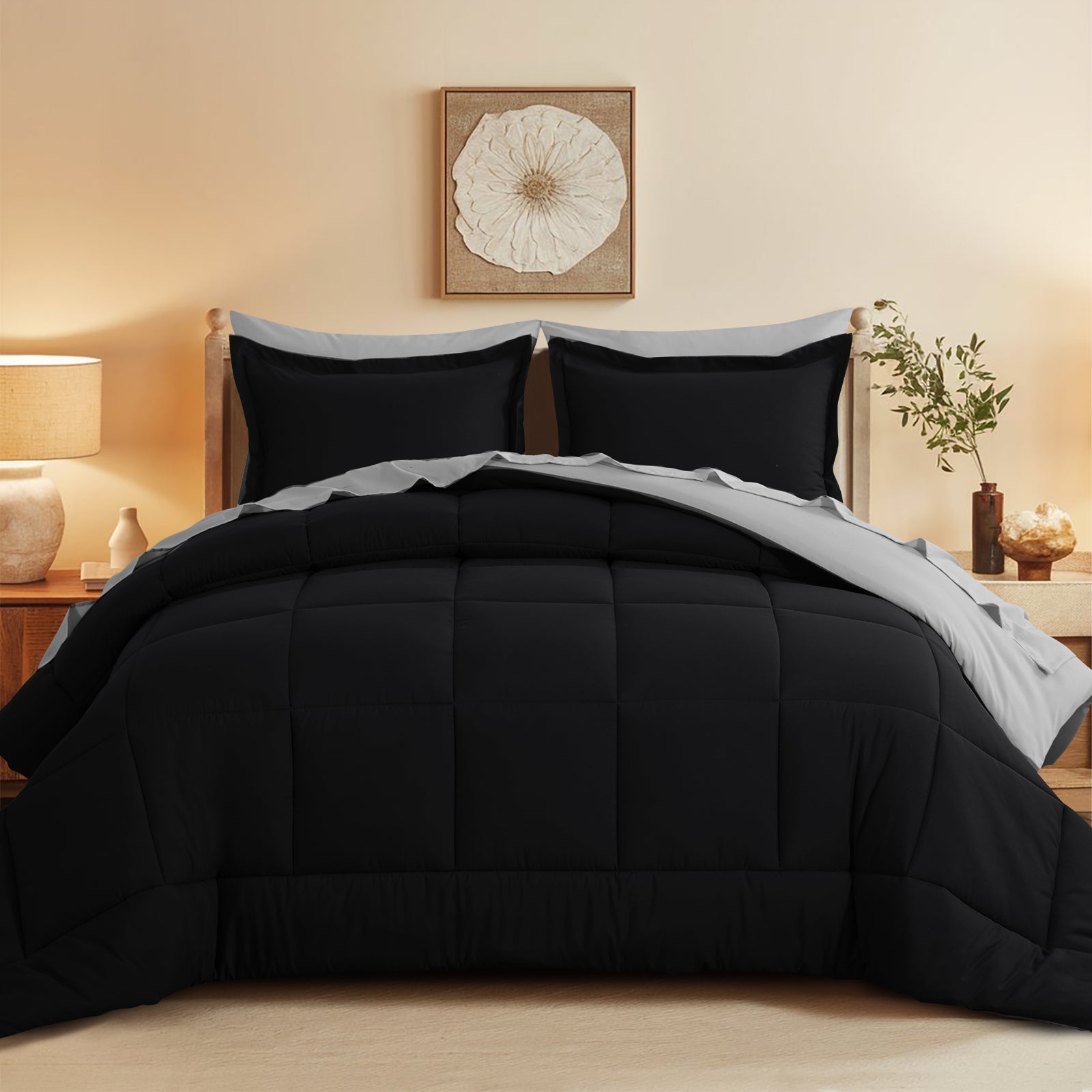Aisbo 5 Pieces Bed Comforter Set with Sheets - Bed in a Bag with Comforter and All Season Sheets, Pillowcases