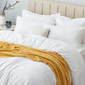 Aisbo King Size Duvet Covers Set White - 3Pcs Bedding Set Kingsize Soft 90gsm Brushed Microfiber Quilt Cover with 2 Pillowcases