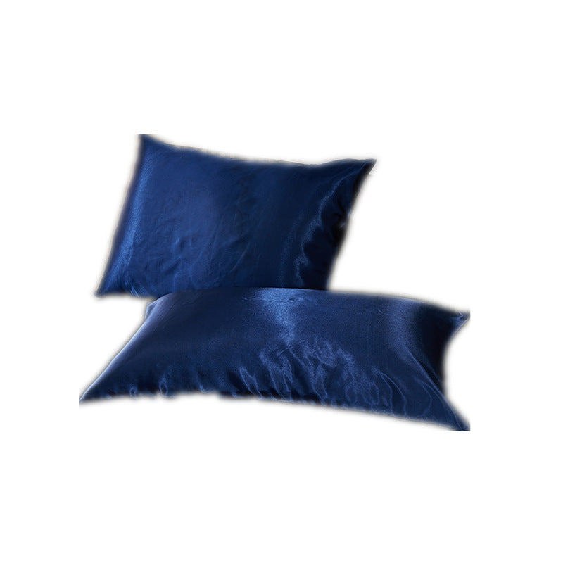 Summer solid color satin simulation silk pillowcase pair light luxury washable cool simulation silk single pillowcase silk